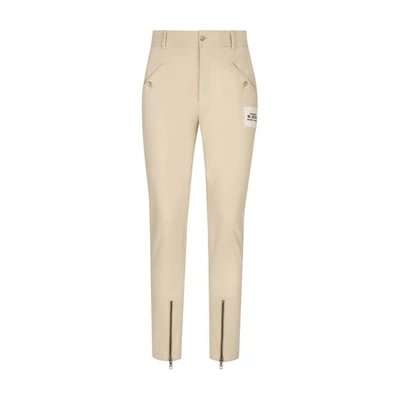 Shop Dolce & Gabbana Stretch Cotton Pants In Very_light_beige