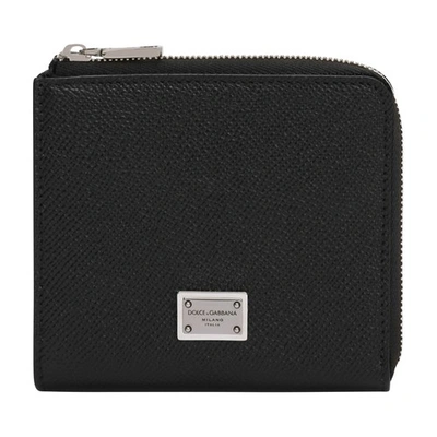 Shop Dolce & Gabbana Dauphine Calfskin Card Holder In Black