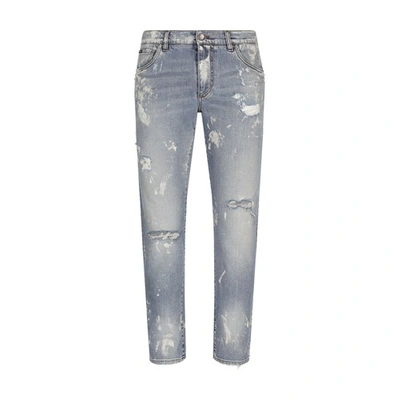 Shop Dolce & Gabbana Slim-fit Stretch Denim Jeans In Combined_colour