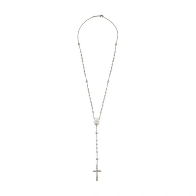 Shop Dolce & Gabbana Rosary Necklace In Silver_palladium