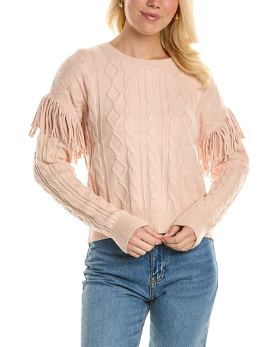 Shop T Tahari Cable Pullover In Beige