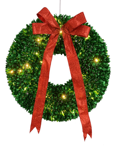 Shop Northlight Pre-lit Glittered Leaves Artificial Christmas Wreath
