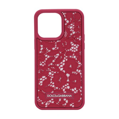 Shop Dolce & Gabbana Cover For Iphone 14 Pro Max In Lampone_bianco