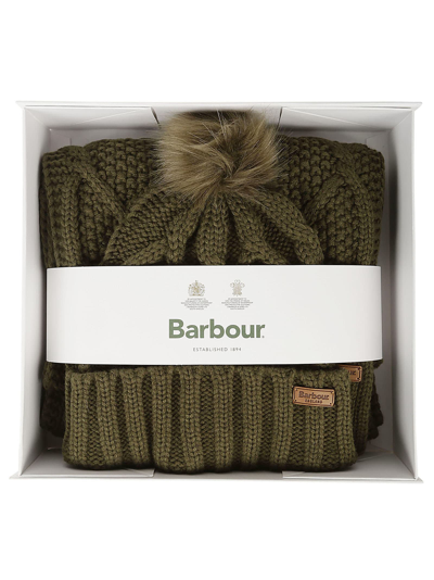 Shop Barbour Ridley Beanie Scarf Gift Set In Olive