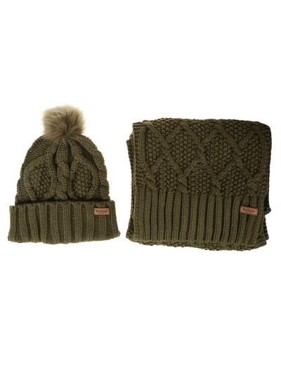 Shop Barbour Ridley Beanie Scarf Gift Set In Olive