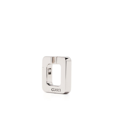 Shop Gucci Chunky Hoop Earring In Silver