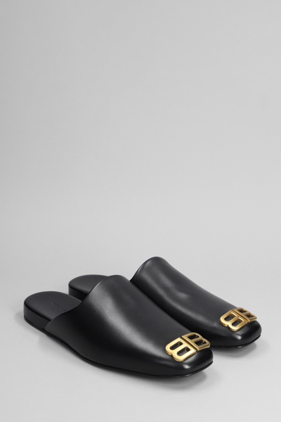 Shop Balenciaga Cosy New Bb Slipper-mule In Black Leather