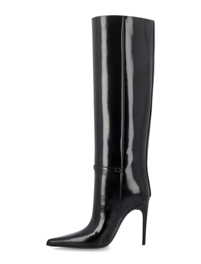 Shop Saint Laurent Vendome Boots In Glazed Leather In Black