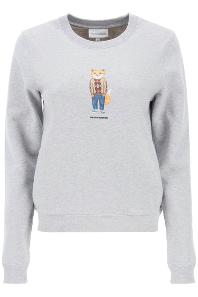 Shop Maison Kitsuné Dressed Fox Sweatshirt In Light Grey Melange (grey)