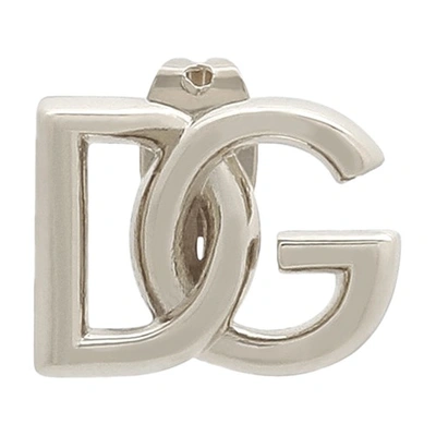 Shop Dolce & Gabbana Single Earring With Logo In Silver_palladium