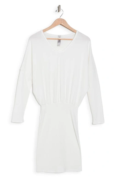Shop Go Couture Long Sleeve Sweater Dress In Ivory