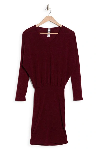 Shop Go Couture Long Sleeve Sweater Dress In Burgundy