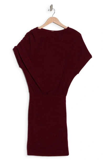 Shop Go Couture Short Sleeve Sweater Dress In Burgundy