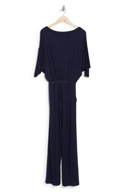 Shop Go Couture Raglan Sleeve Wide Leg Jumpsuit In Navy