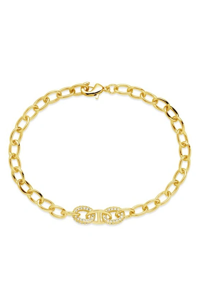 Shop Sterling Forever Reina Pavé Cubic Zirconia Link Bracelet In Gold