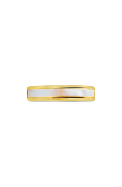 Sterling Forever Mishel Mother-of-pearl Band Ring In Gold