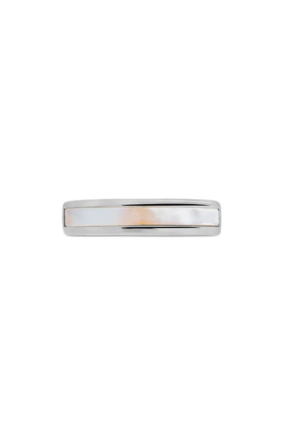 Sterling Forever Mishel Mother-of-pearl Band Ring In Silver