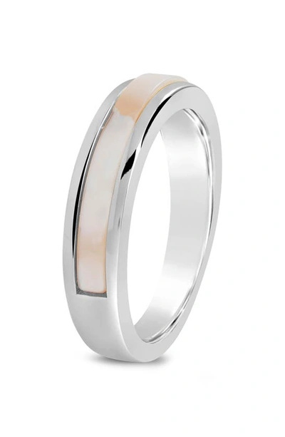 Sterling Forever Mishel Mother-of-pearl Band Ring In Silver