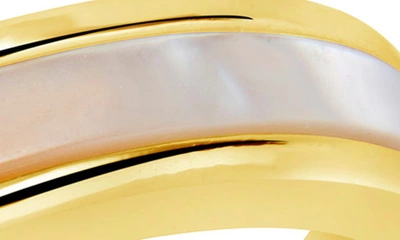 Sterling Forever Mishel Mother-of-pearl Band Ring In Gold