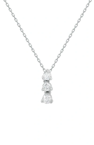 Shop Suzy Levian 14k White Gold Plated Sterling Silver Graduated Diamond Pendant Necklace