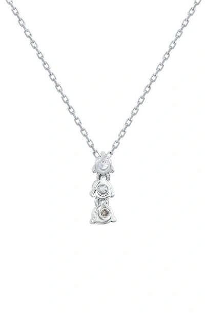 Shop Suzy Levian 14k White Gold Plated Sterling Silver Graduated Diamond Pendant Necklace