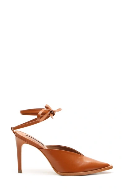 Shop Bcbgmaxazria Leonor Ankle Wrap Pointed Toe Pump In Cognac