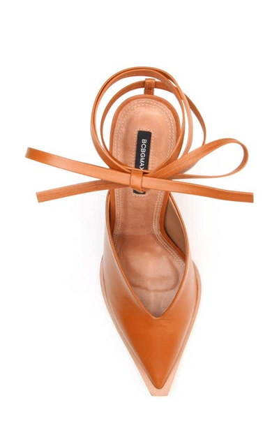 Bcbgmaxazria Leonor Ankle Wrap Pointed Toe Pump In Cognac