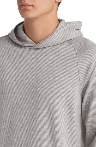 Shop Vince Broken Twill Hoodie In Heather Grey/ Off White