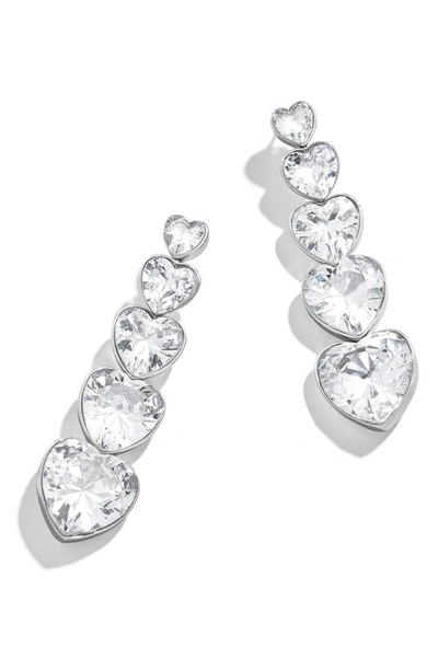 Shop Baublebar Crystal Heart Drop Earrings In Silver