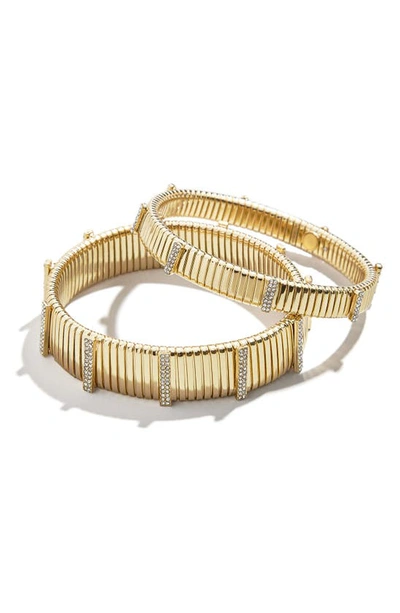 Baublebar Crystal Ribbed Set Of 2 Bangles In Gold