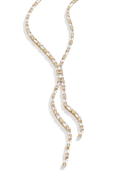 Shop Baublebar Crystal Split Y-necklace In Gold