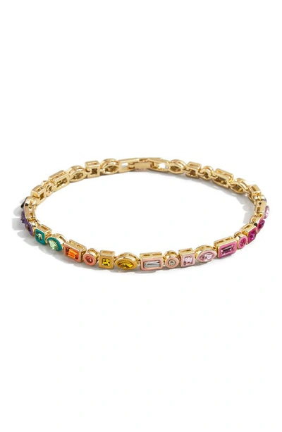 Shop Baublebar Kayden Crystal Bracelet In Gold/ Pink Rainbow