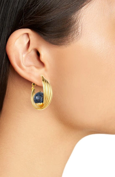 Shop D'estree Sonia Twisted Hoop Earrings In Blue