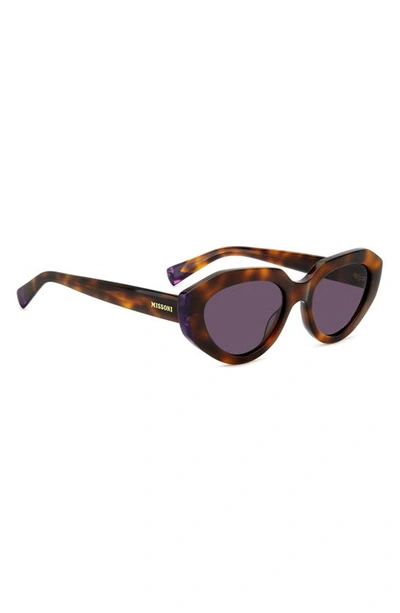 Shop Missoni 53mm Round Sunglasses In Havana 2/ Violet