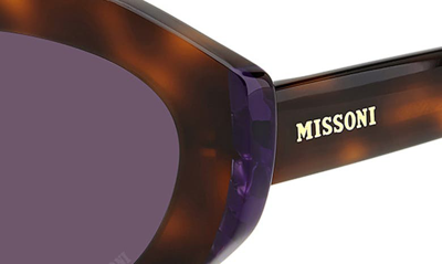 Shop Missoni 53mm Round Sunglasses In Havana 2/ Violet