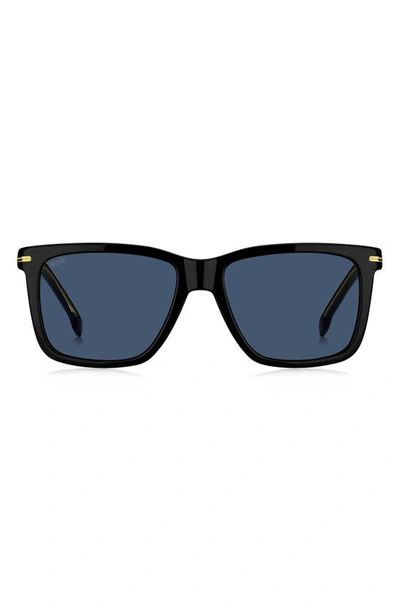 Shop Hugo Boss 55mm Square Sunglasses In Black/ Blue