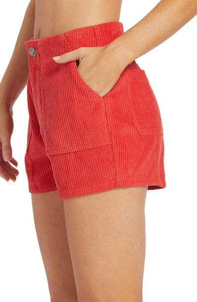 Shop Roxy Sessions Cotton Corduroy Shorts In Bittersweet