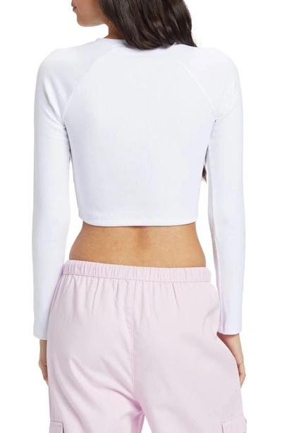 Shop Roxy Roxify Rib Embroidered Long Sleeve Crop T-shirt In Bright White