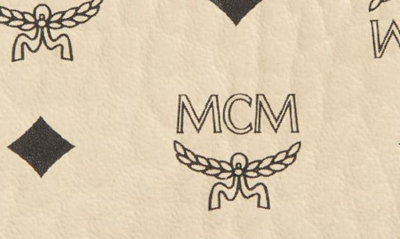Shop Mcm Mini Aren Visetos Coated Canvas Card Case In Beige Black Logo