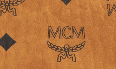 Shop Mcm Mini Aren Visetos Coated Canvas Card Case In Cognac