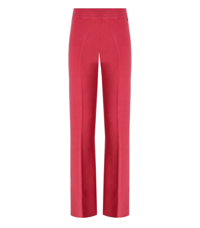 Twinset Holly Berry Knitted Wide Leg Trousers In Pink
