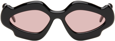 Shop Loewe Black Paula's Ibiza Geometric Bubble Sunglasses In 01y Black / Violet