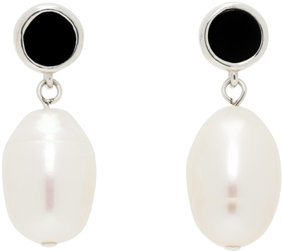 Shop Sophie Buhai Silver & White Neue Pearl Earrings In Onyx