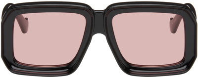 Shop Loewe Black Paula's Ibiza Diving Mask Sunglasses In 01y Shiny Black Viol
