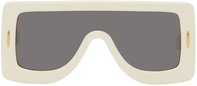 Shop Loewe Off-white Anagram Mask Sunglasses In 25a Ivory / Smoke