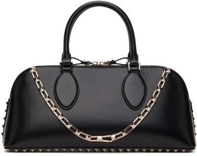 Shop Valentino Black Medium Rockstud Bag In 0no Nero
