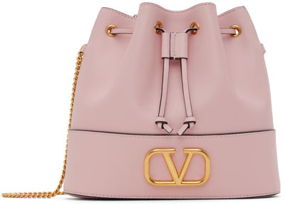 Shop Valentino Pink Mini Vlogo Signature Bucket Bag In 16q Rose Quartz