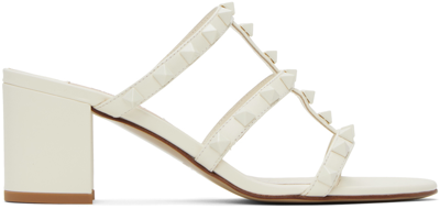Shop Valentino Off-white Rockstud Heeled Sandals In 098 Ivory