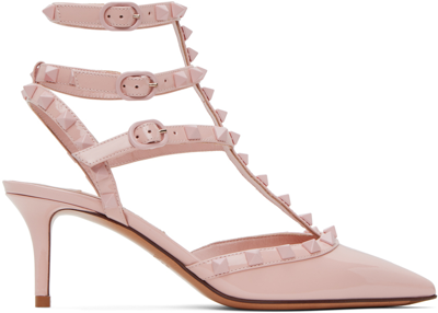 Shop Valentino Pink Rockstud Heels In 16q Rose Quartz