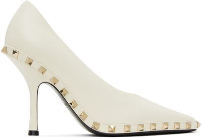 Shop Valentino Off-white Rockstud Heels In 098 Ivory